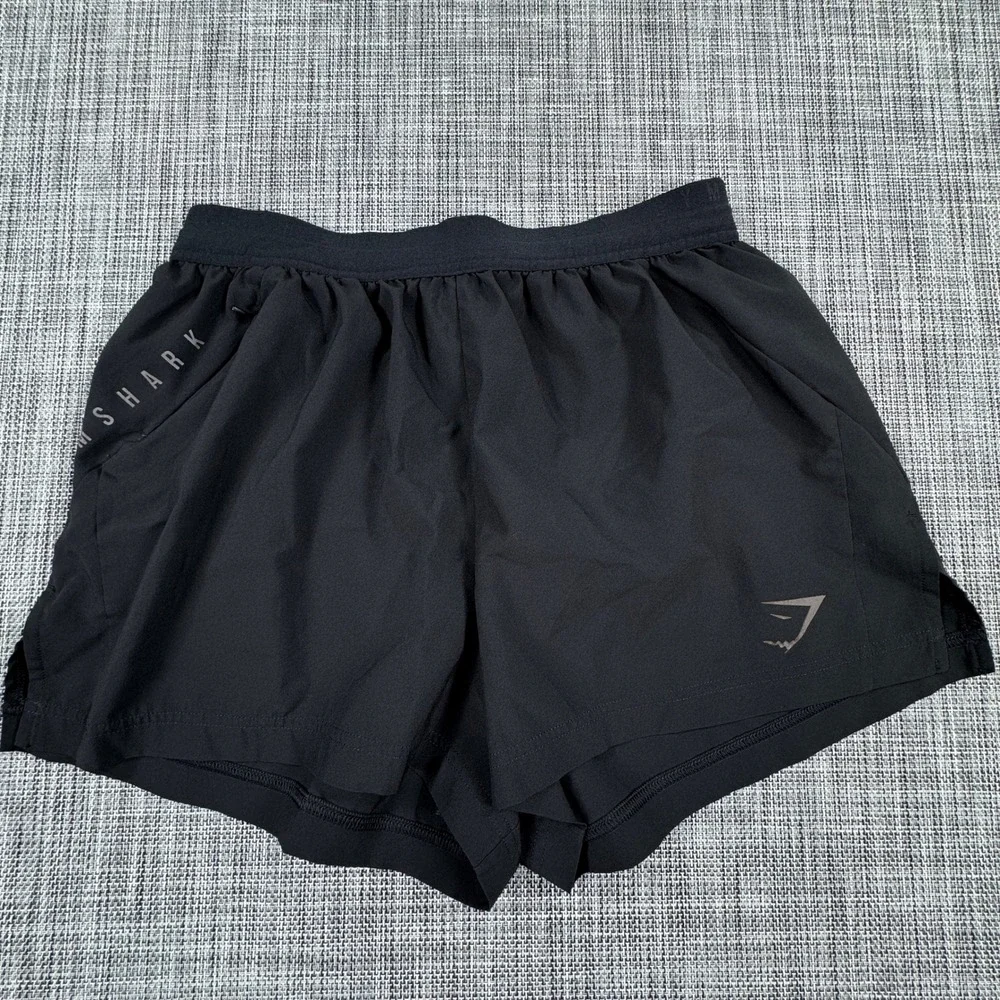 Gymshark Mens Lined Running Training Shorts Black Small Drawstring Athletic